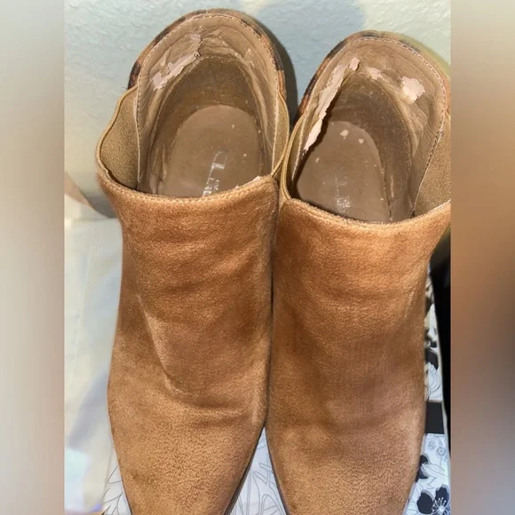 CHINESE LAUNDRY CORBIN CARMEL/BROWN SUEDE ANIMAL PRINT BOOTIES - Size 10 - Picture 8 of 10